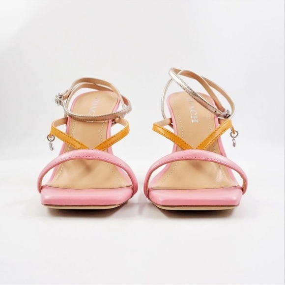 Coach Kali Pink and Tan Heels Viral 100% Authentic Brand new in Box RT 799$ - Picture 12 of 14